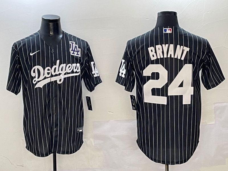 Men Los Angeles Dodgers #24 Bryant Black Stripe Jointly Name 2025 Nike MLB Jersey style 10->los angeles dodgers->MLB Jersey